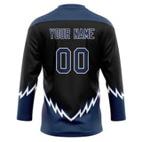 Custom Unisex Black & Navy Pattern Hockey Jersey