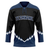 Custom Unisex Black & Navy Pattern Hockey Jersey