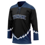 Custom Unisex Black & Navy Pattern Hockey Jersey