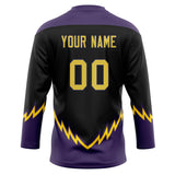 Custom Unisex Black & Purple Pattern Hockey Jersey