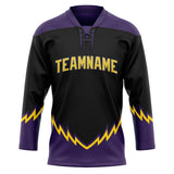 Custom Unisex Black & Purple Pattern Hockey Jersey