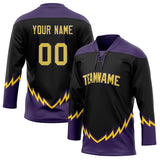 Custom Unisex Black & Purple Pattern Hockey Jersey