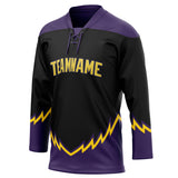 Custom Unisex Black & Purple Pattern Hockey Jersey