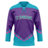 Custom Unisex Purple & Blue Pattern Hockey Jersey