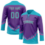 Custom Unisex Purple & Blue Pattern Hockey Jersey