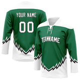 Custom Unisex Kelly Green & White Pattern Hockey Jersey