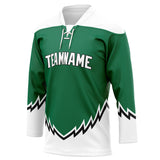 Custom Unisex Kelly Green & White Pattern Hockey Jersey