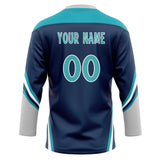 Custom Unisex Navy & Teal Pattern Hockey Jersey