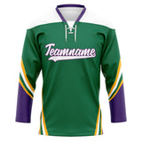 Custom Unisex Kelly Green & White Pattern Hockey Jersey