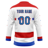 Custom Unisex White & Red Pattern Hockey Jersey