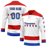 Custom Unisex White & Red Pattern Hockey Jersey