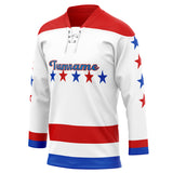 Custom Unisex White & Red Pattern Hockey Jersey