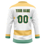 Custom Unisex White & Yellow Pattern Hockey Jersey