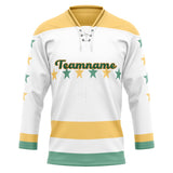 Custom Unisex White & Yellow Pattern Hockey Jersey