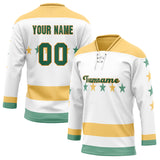 Custom Unisex White & Yellow Pattern Hockey Jersey