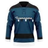 Custom Unisex Navy & Black Pattern Hockey Jersey