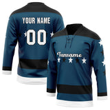 Custom Unisex Navy & Black Pattern Hockey Jersey