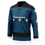 Custom Unisex Navy & Black Pattern Hockey Jersey