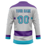 Custom Unisex Gray & Purple Pattern Hockey Jersey