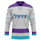 Custom Unisex Gray & Purple Pattern Hockey Jersey