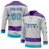 Custom Unisex Gray & Purple Pattern Hockey Jersey