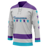 Custom Unisex Gray & Purple Pattern Hockey Jersey