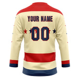 Custom Unisex Cream & Red Pattern Hockey Jersey