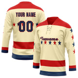 Custom Unisex Cream & Red Pattern Hockey Jersey