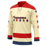 Custom Unisex Cream & Red Pattern Hockey Jersey