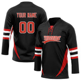 Custom Unisex Black & Red Pattern Hockey Jersey