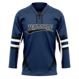 Custom Unisex Navy & White Pattern Hockey Jersey