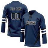 Custom Unisex Navy & White Pattern Hockey Jersey