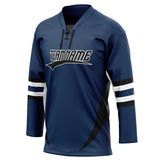 Custom Unisex Navy & White Pattern Hockey Jersey