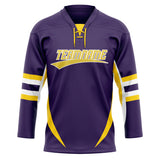 Custom Unisex Purple & Yellow Pattern Hockey Jersey