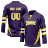 Custom Unisex Purple & Yellow Pattern Hockey Jersey