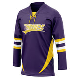 Custom Unisex Purple & Yellow Pattern Hockey Jersey