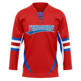 Custom Unisex Red & Royal Pattern Hockey Jersey