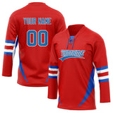 Custom Unisex Red & Royal Pattern Hockey Jersey