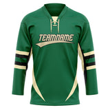 Custom Unisex Kelly Green & Cream Pattern Hockey Jersey