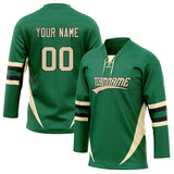 Custom Unisex Kelly Green & Cream Pattern Hockey Jersey