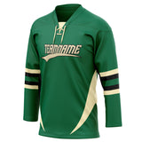 Custom Unisex Kelly Green & Cream Pattern Hockey Jersey