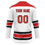 Custom Unisex White & Red Pattern Hockey Jersey