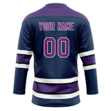 Custom Unisex Navy & Purple Pattern Hockey Jersey