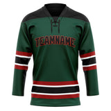 Custom Unisex Green & Black Pattern Hockey Jersey