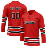 Custom Unisex Red & Black Pattern Hockey Jersey