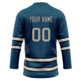 Custom Unisex Navy & Gray Pattern Hockey Jersey