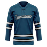 Custom Unisex Navy & Gray Pattern Hockey Jersey