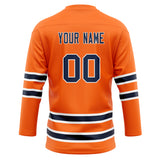 Custom Unisex Orange & Navy Pattern Hockey Jersey