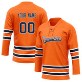 Custom Unisex Orange & Navy Pattern Hockey Jersey