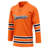 Custom Unisex Orange & Navy Pattern Hockey Jersey